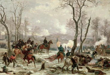 General Grant observando el campo de batalla en Fort Donelson, c.1863
